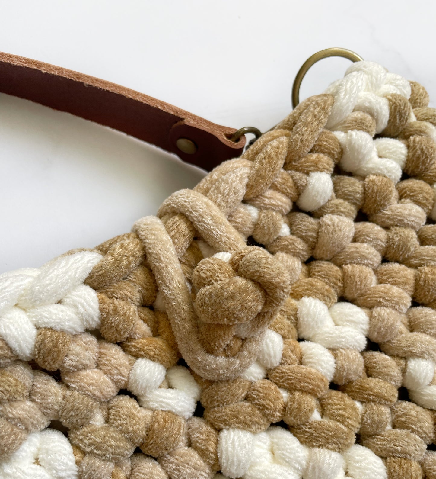The Chelsea Bag: Tan Chunky Crochet Crossbody Purse