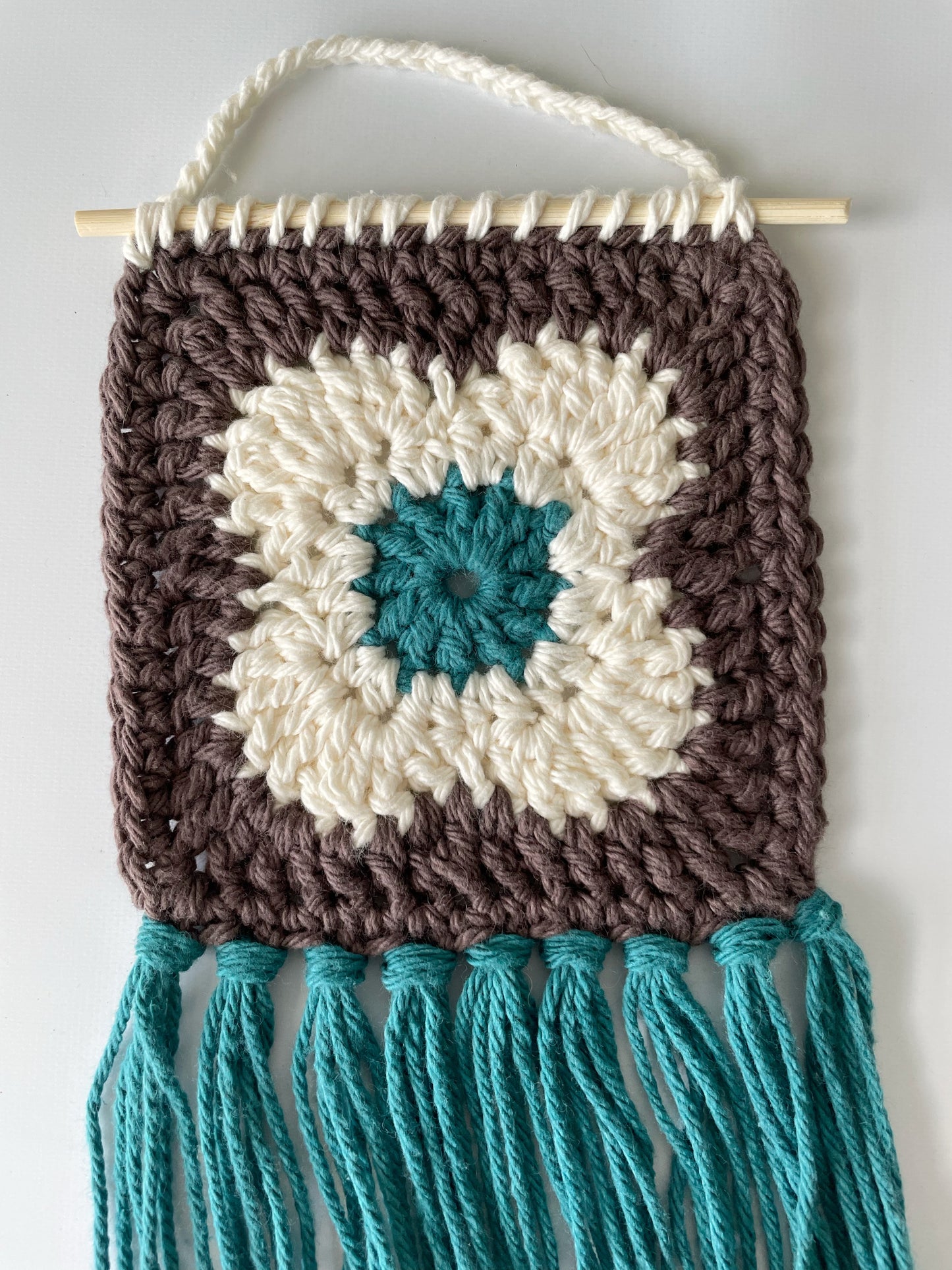 Brown Flower Granny Square Wall Hanging