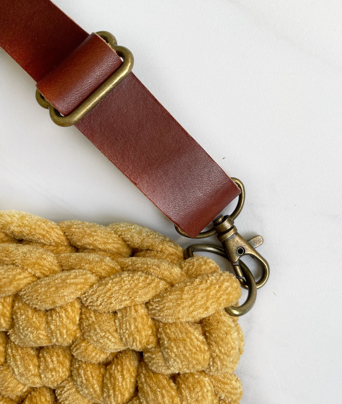 The Chelsea Bag: Chunky Crochet Crossbody Purse in Gold