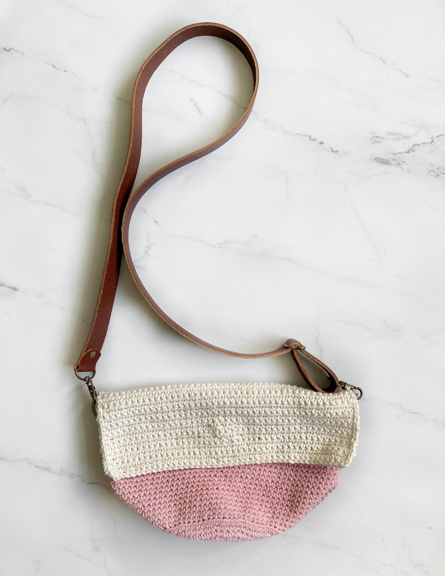 The Bethel Bag: Crossbody Crochet Purse in Strawberry Milkshake Pink