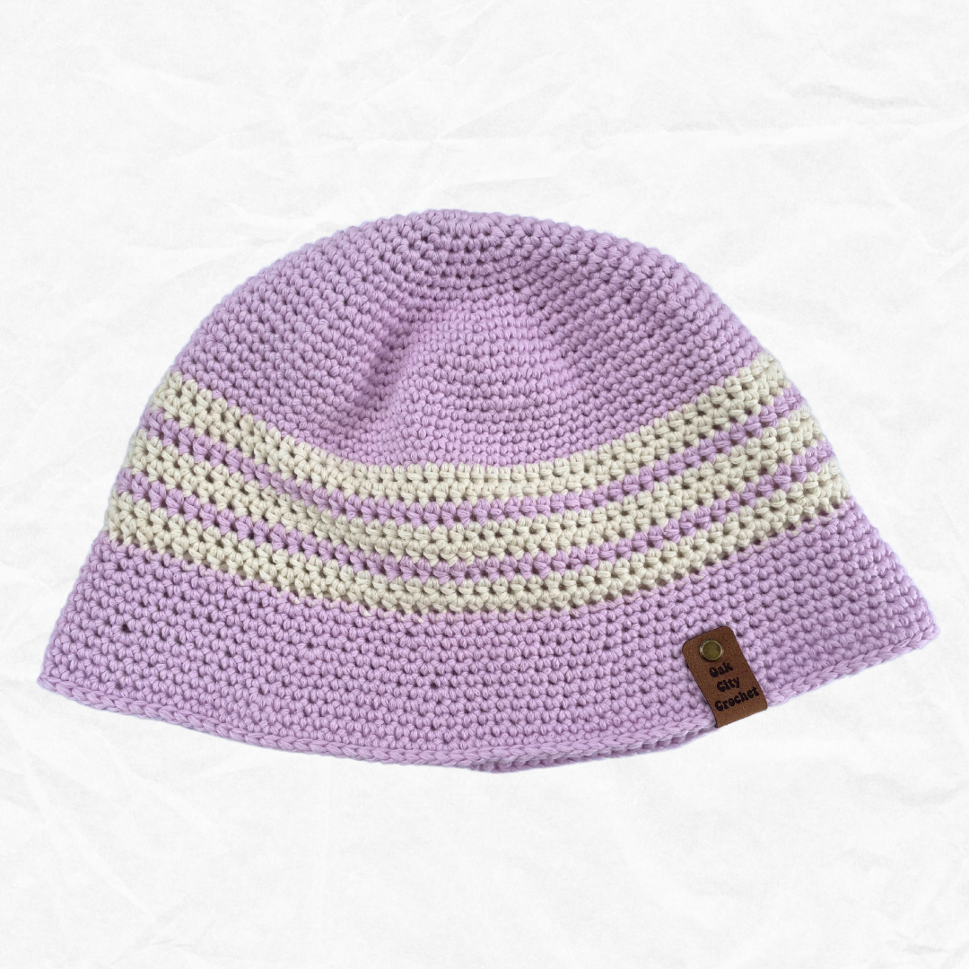 Lavender Stripe Crochet Bucket Hat