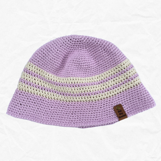 Lavender Stripe Crochet Bucket Hat