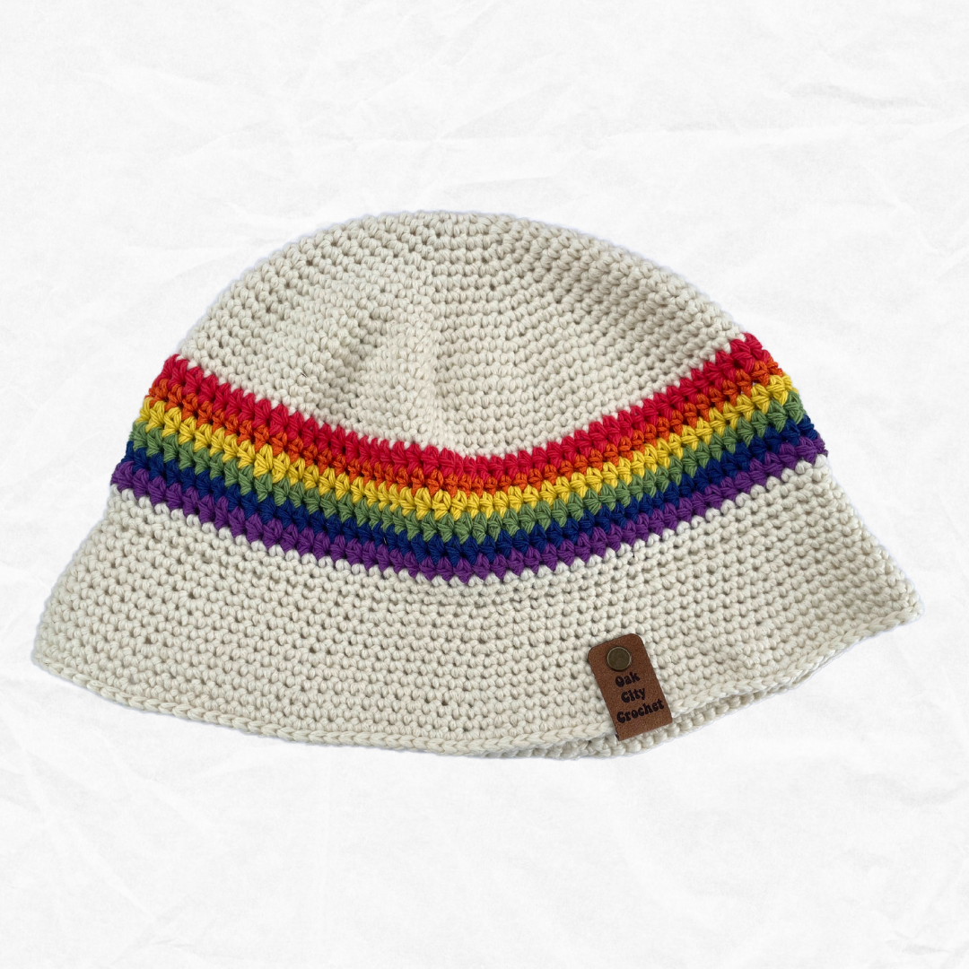 Rainbow Stripe Crochet Bucket Hat