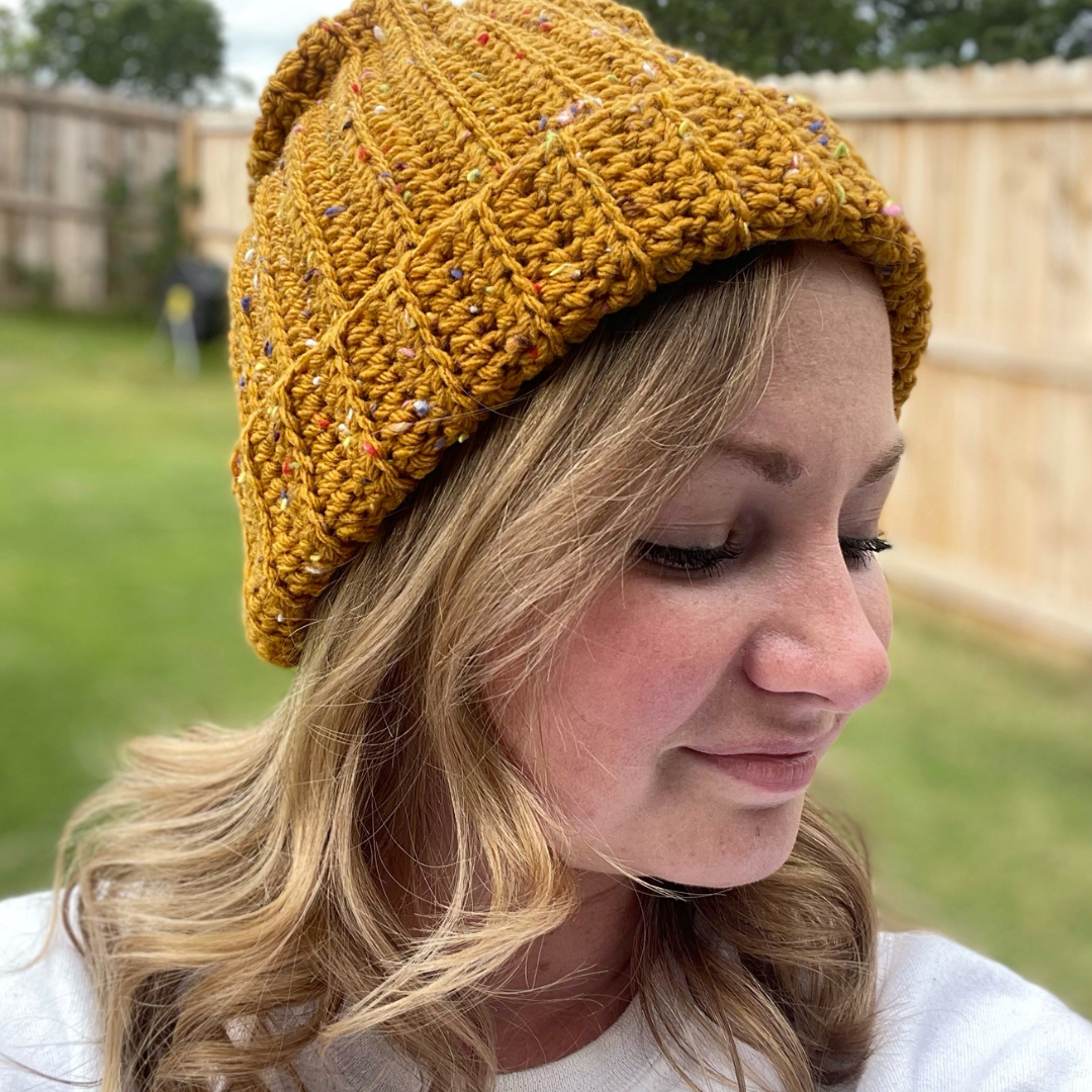 Mustard Yellow Tweed Crochet Hat