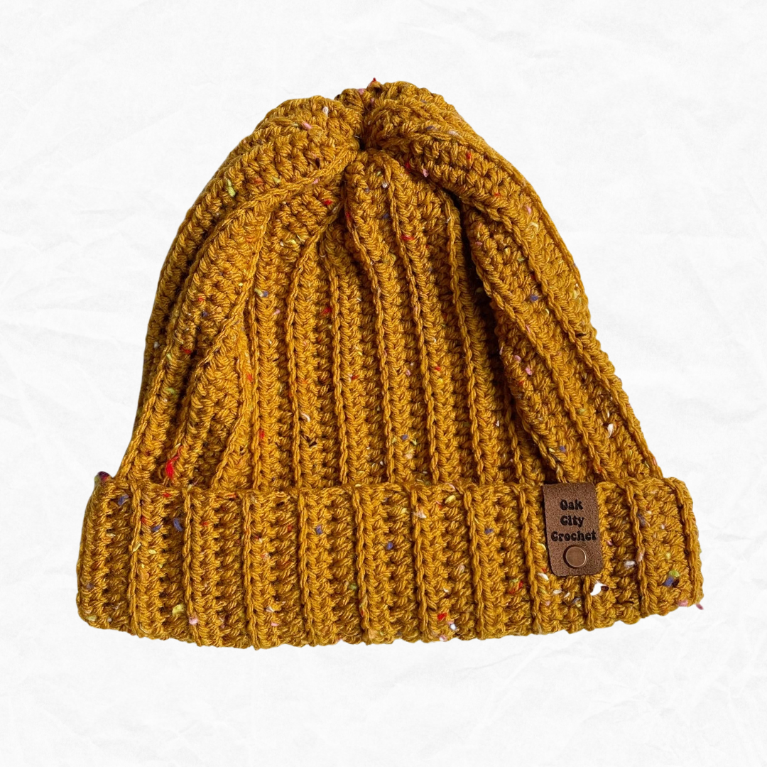 Mustard Yellow Tweed Crochet Hat