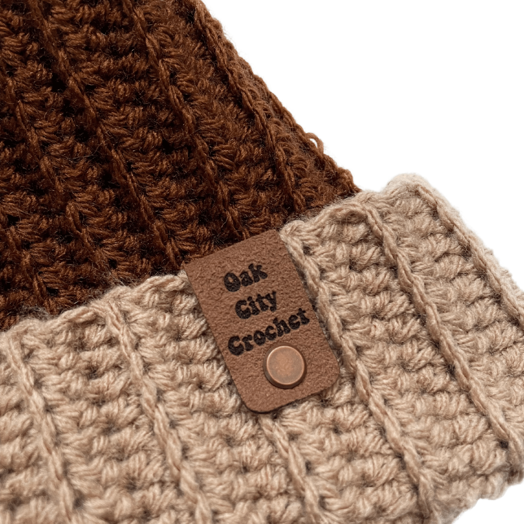 Brown & Tan Two-Tone Crochet Beanie